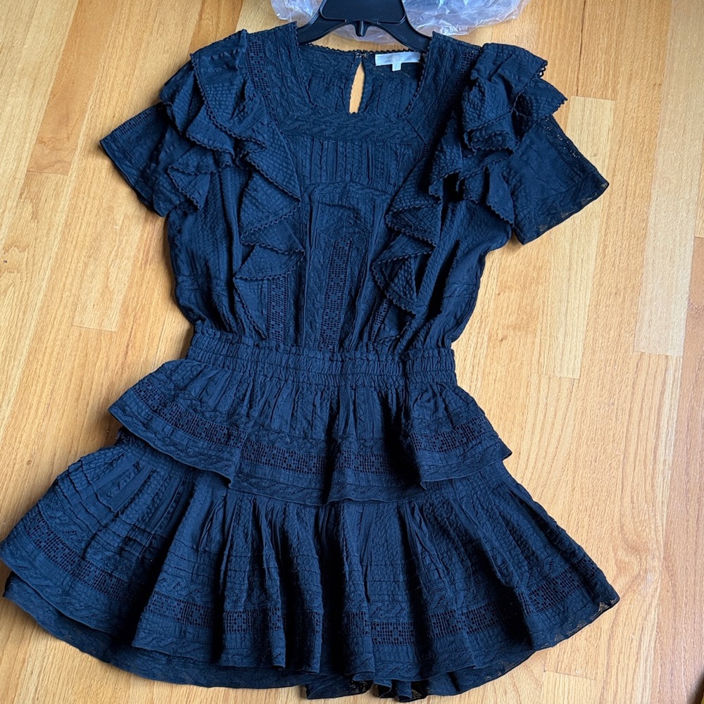 LoveShackFancy Elegant Black Lace Dress